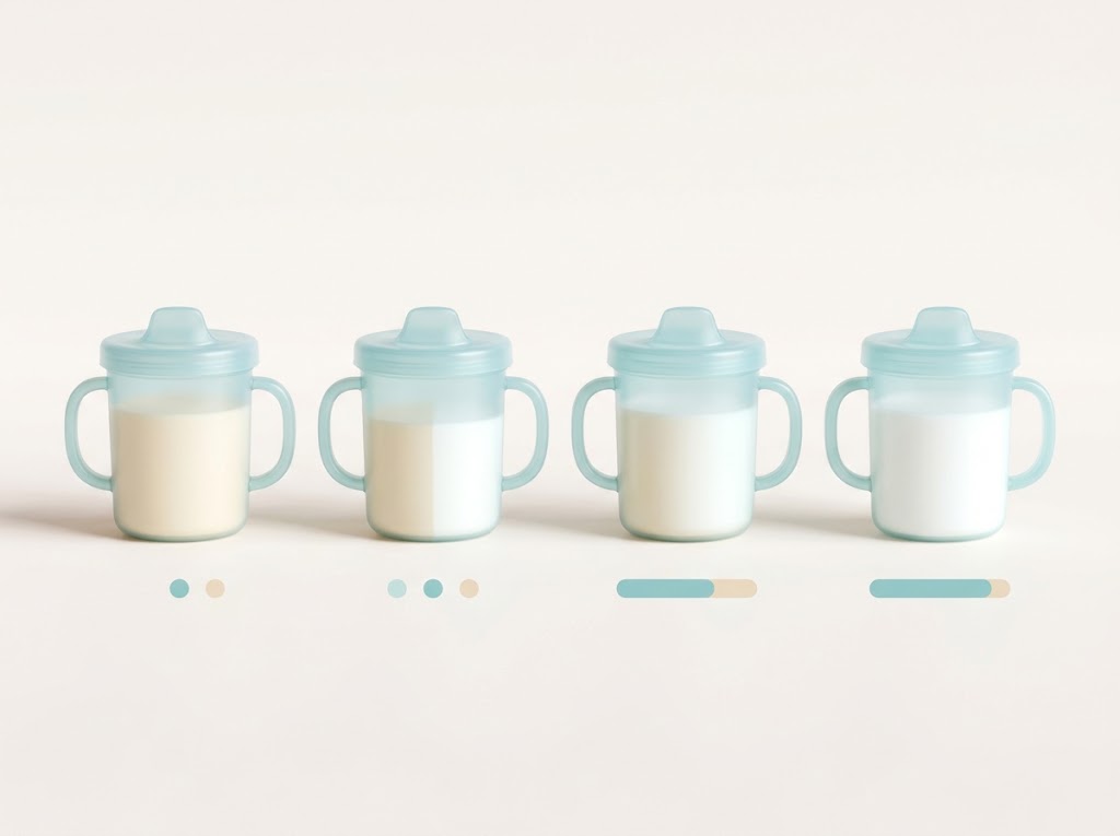 Visual chart showing the 7-day gradual transition from infant formula to whole milk
